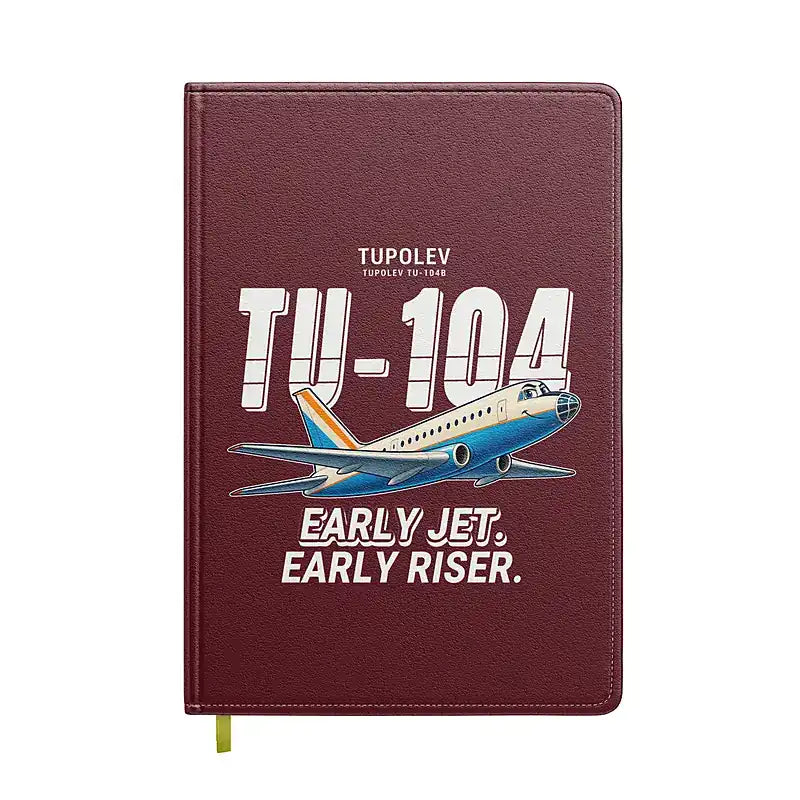Tupolev Tu-104B - Cartoon - Notebook - Dark Red