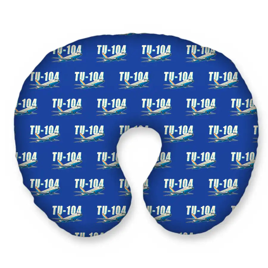 Tupolev Tu-104B - Cartoon Seamless - Travel Pillow - Royal Blue