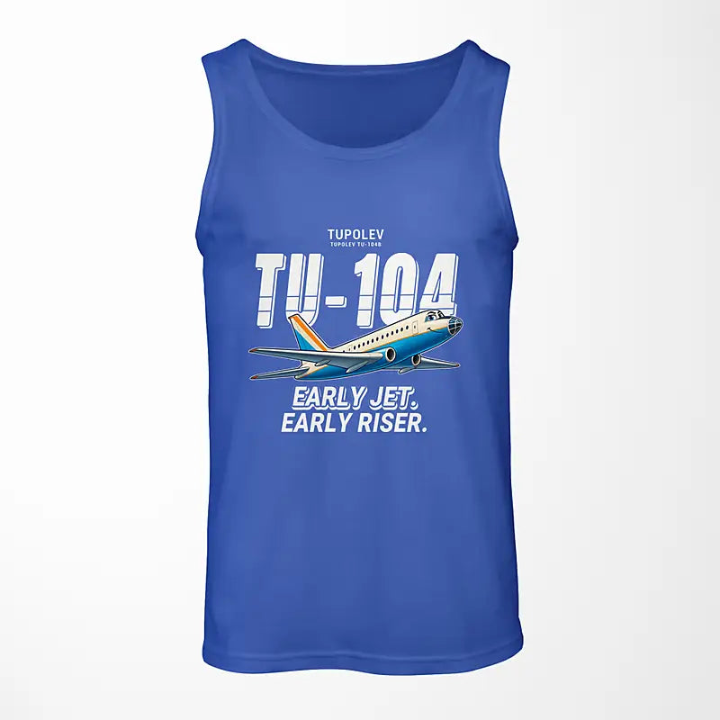 Tupolev Tu-104B - Cartoon - Tank Top - Blue