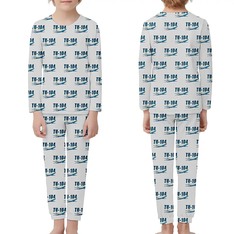 Tupolev Tu-104B - Children Pajamas - Cartoon Pattern - Light Gray