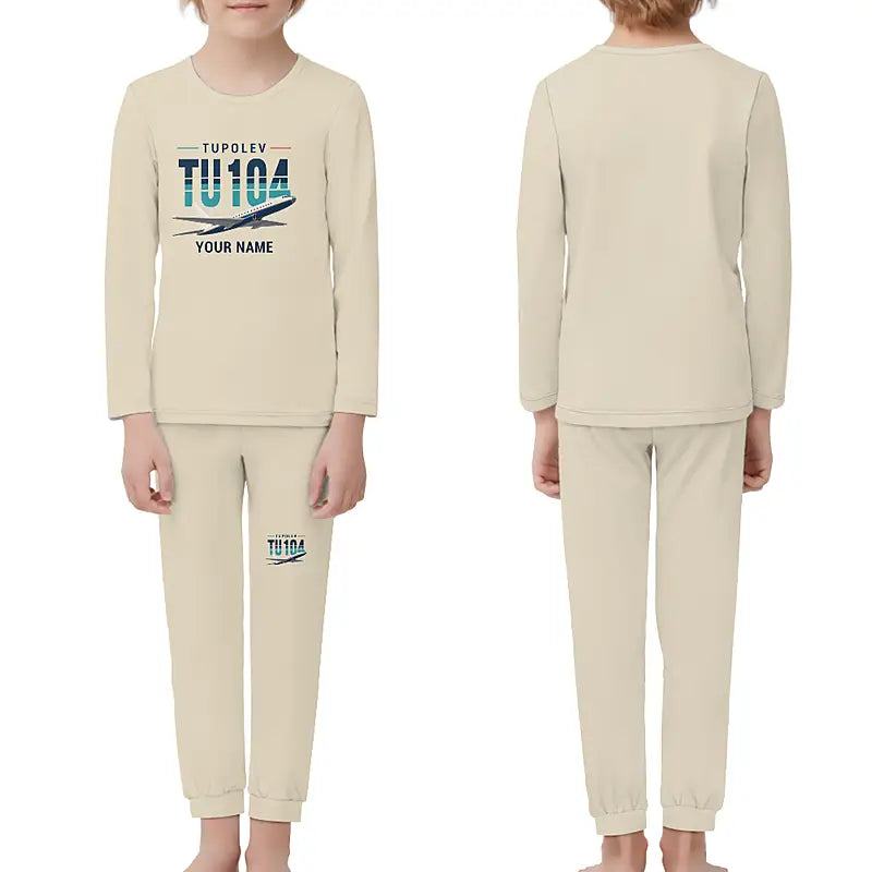 Tupolev Tu-104B - Children Pajamas - Original Chest + Name - Beige