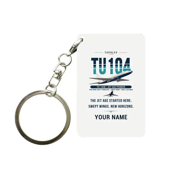 Tupolev Tu-104B - Original + Name - Key Chain - White