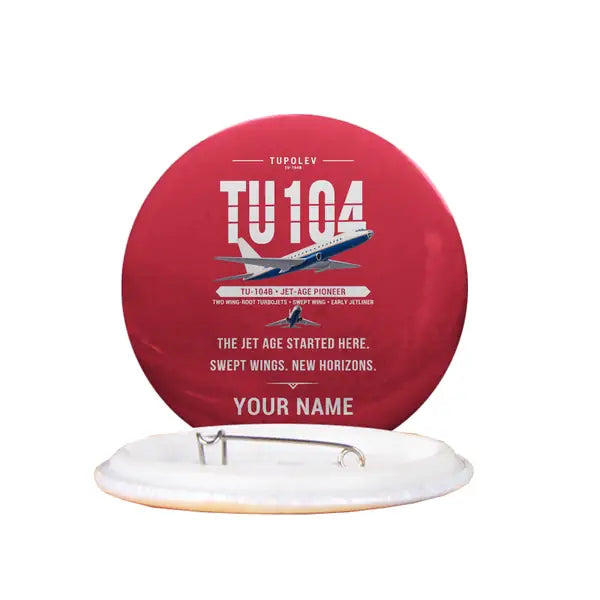 Tupolev Tu-104B - Original + Name - Pin - Red