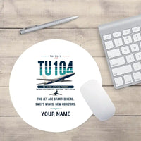 Thumbnail for Tupolev Tu-104B - Original + Name - Round Mouse Pad - White