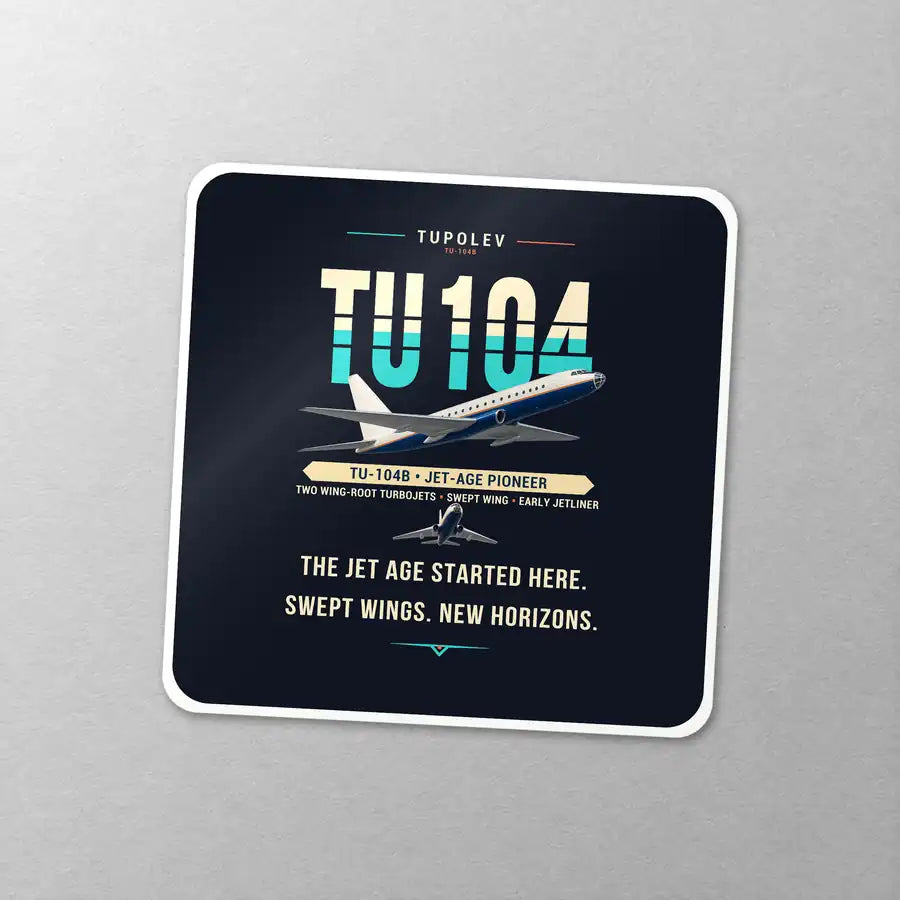 Tupolev Tu-104B - Original - Square Sticker - Close-up
