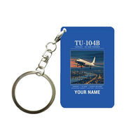 Thumbnail for Tupolev Tu-104B - Poster + Name - Key Chain - Blue