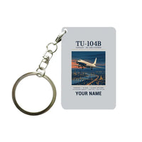 Thumbnail for Tupolev Tu-104B - Poster + Name - Key Chain - Light Gray