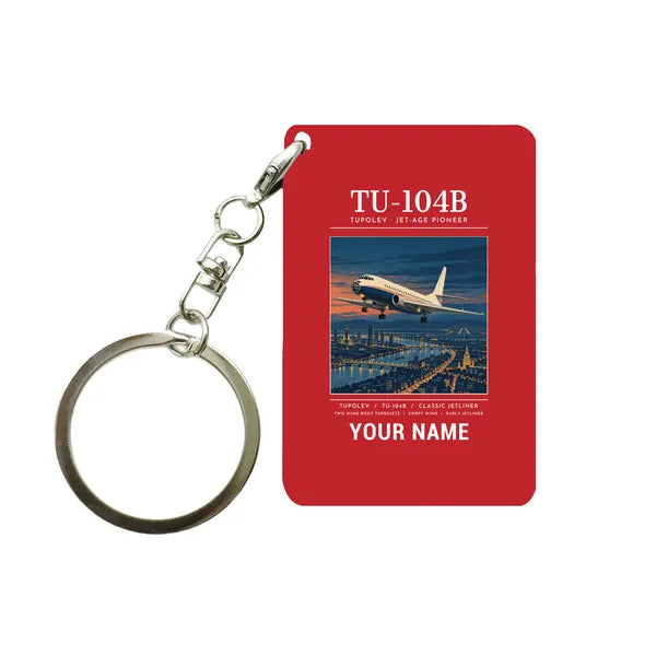Tupolev Tu-104B - Poster + Name - Key Chain - Red