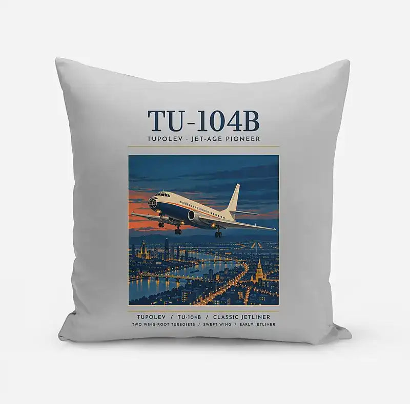 Tupolev Tu-104B - Poster - Pillow - Light Gray