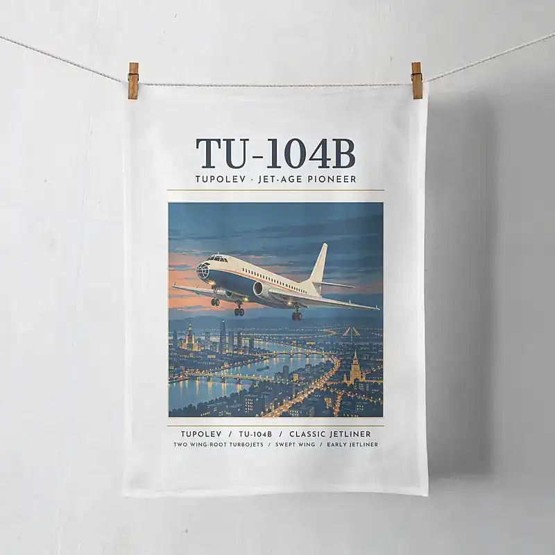 Tupolev Tu-104B - Poster - Towel - White