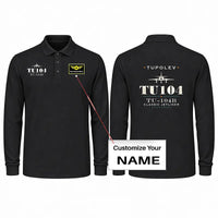 Thumbnail for Tupolev Tu-104B Premium Polo T-Shirts - Heritage + Name - Long Sleeve - Black