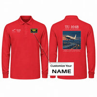 Thumbnail for Tupolev Tu-104B Premium Polo T-Shirts - Poster + Name - Long Sleeve - Red