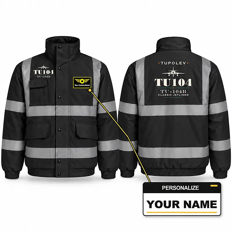 Tupolev Tu-104B Reflective Winter Jackets - Heritage + Name - Black