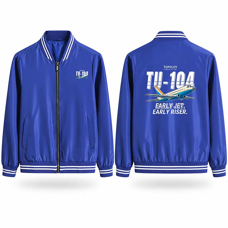 Tupolev Tu-104B Stylish Jackets - Baseball Collar - Cartoon - Royal Blue