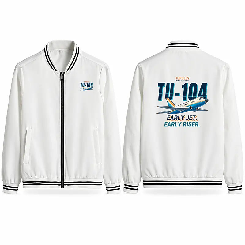 Tupolev Tu-104B Stylish Jackets - Baseball Collar - Cartoon - White