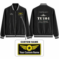 Thumbnail for Tupolev Tu-104B Stylish Jackets - Baseball Collar - Heritage + Name - Black
