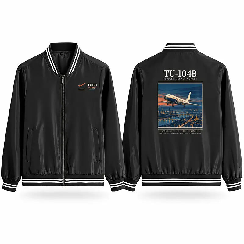 Tupolev Tu-104B Stylish Jackets - Baseball Collar - Poster - Black