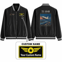 Thumbnail for Tupolev Tu-104B Stylish Jackets - Baseball Collar - Poster + Name - Black