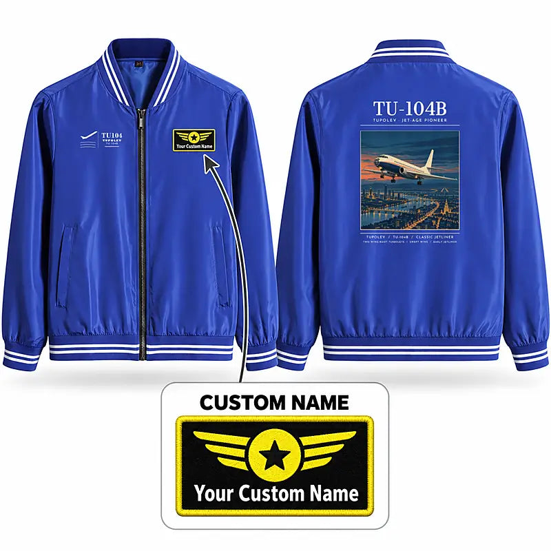 Tupolev Tu-104B Stylish Jackets - Baseball Collar - Poster + Name - Royal Blue