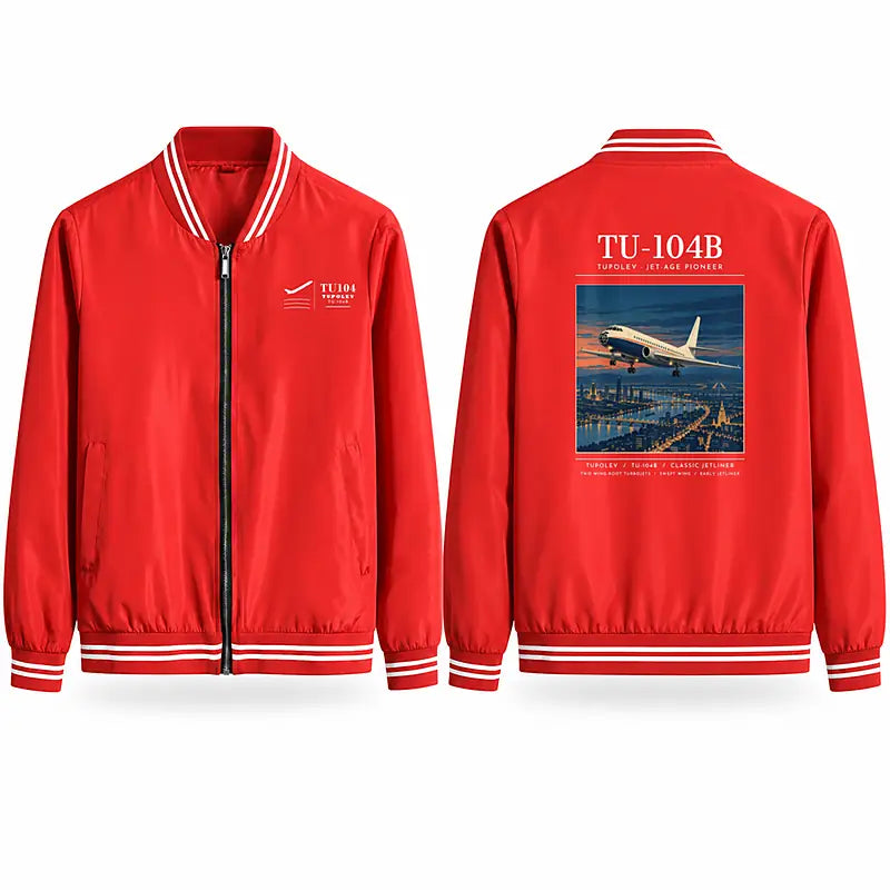 Tupolev Tu-104B Stylish Jackets - Baseball Collar - Poster - Red