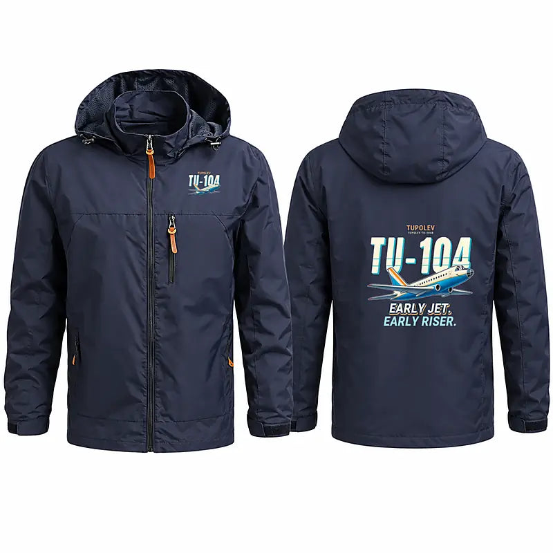 Tupolev Tu-104B Stylish Jackets - Hooded Windbreaker - Cartoon - Navy Blue