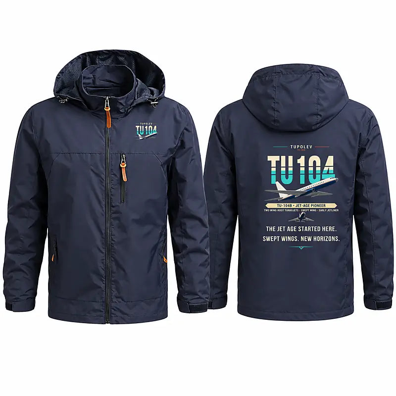 Tupolev Tu-104B Stylish Jackets - Hooded Windbreaker - Original - Navy Blue
