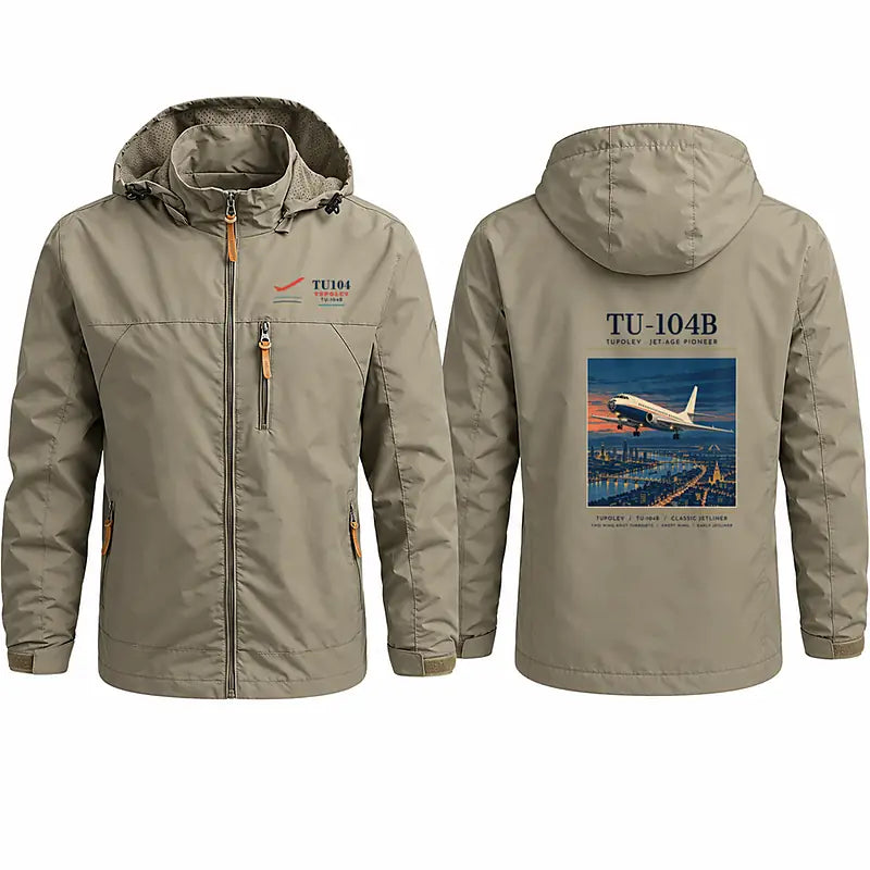 Tupolev Tu-104B Stylish Jackets - Hooded Windbreaker - Poster - Khaki