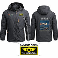 Thumbnail for Tupolev Tu-104B Stylish Jackets - Hooded Windbreaker - Poster + Name - Charcoal