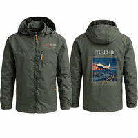 Thumbnail for Tupolev Tu-104B Stylish Jackets - Hooded Windbreaker - Poster - Olive Green