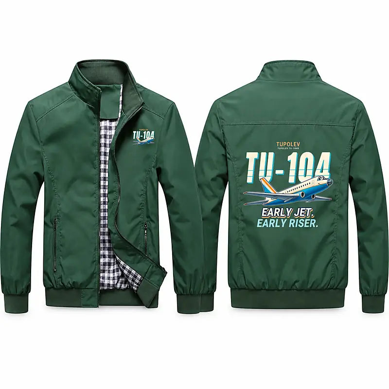 Tupolev Tu-104B Stylish Jackets - Stand Collar - Cartoon - Green