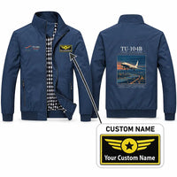 Thumbnail for Tupolev Tu-104B Stylish Jackets - Stand Collar - Poster + Name - Navy Blue