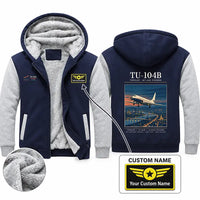 Thumbnail for Tupolev Tu-104B Zipped Sweatshirts - Poster + Name - Navy & Gray