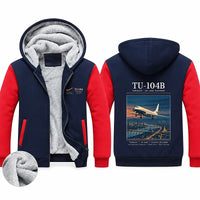 Thumbnail for Tupolev Tu-104B Zipped Sweatshirts - Poster - Navy & Red