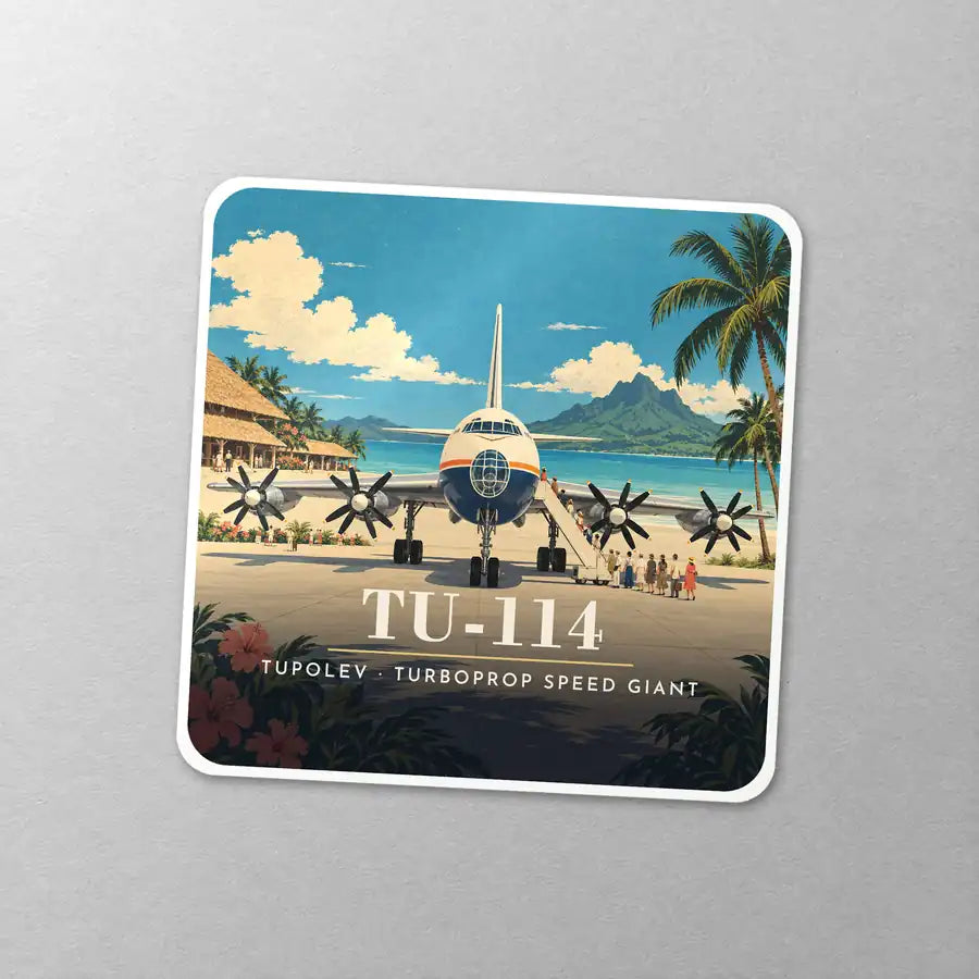 Tupolev Tu-114 - 3D - Square Sticker - Close-up