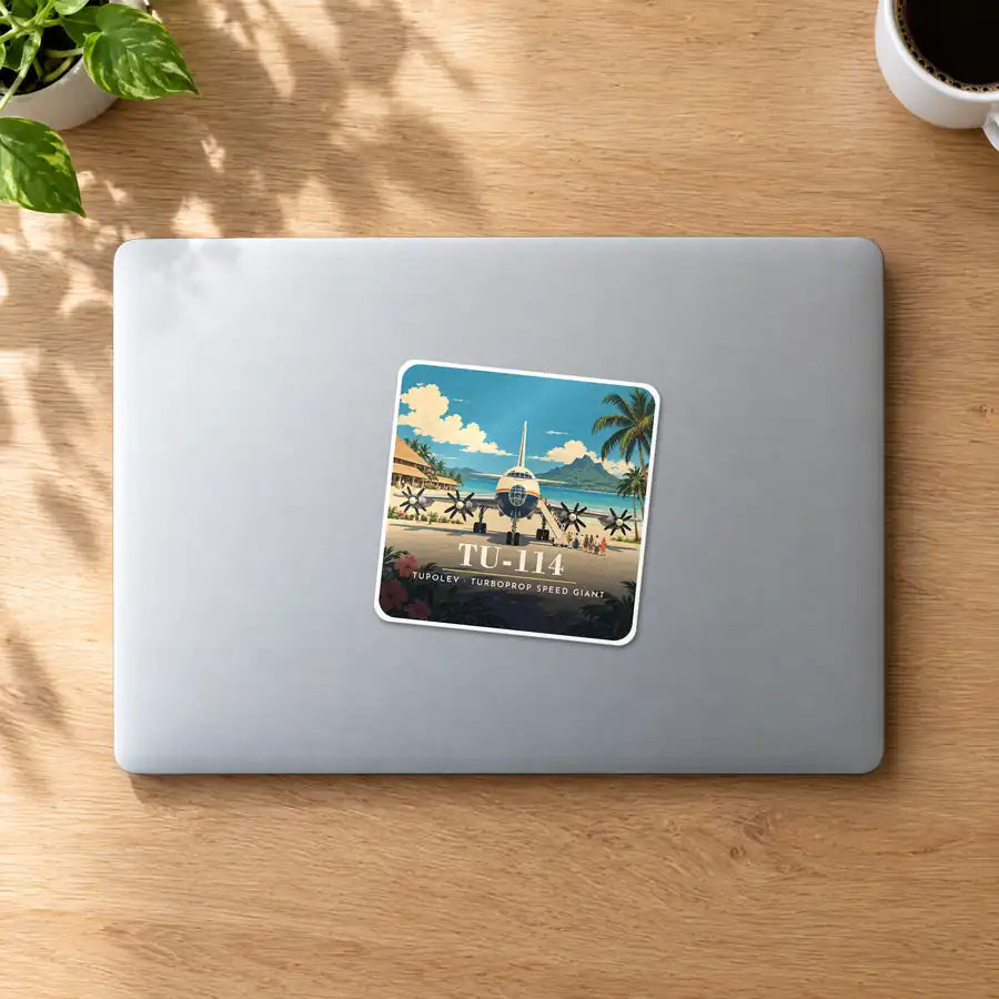 Tupolev Tu-114 - 3D - Square Sticker - MacBook