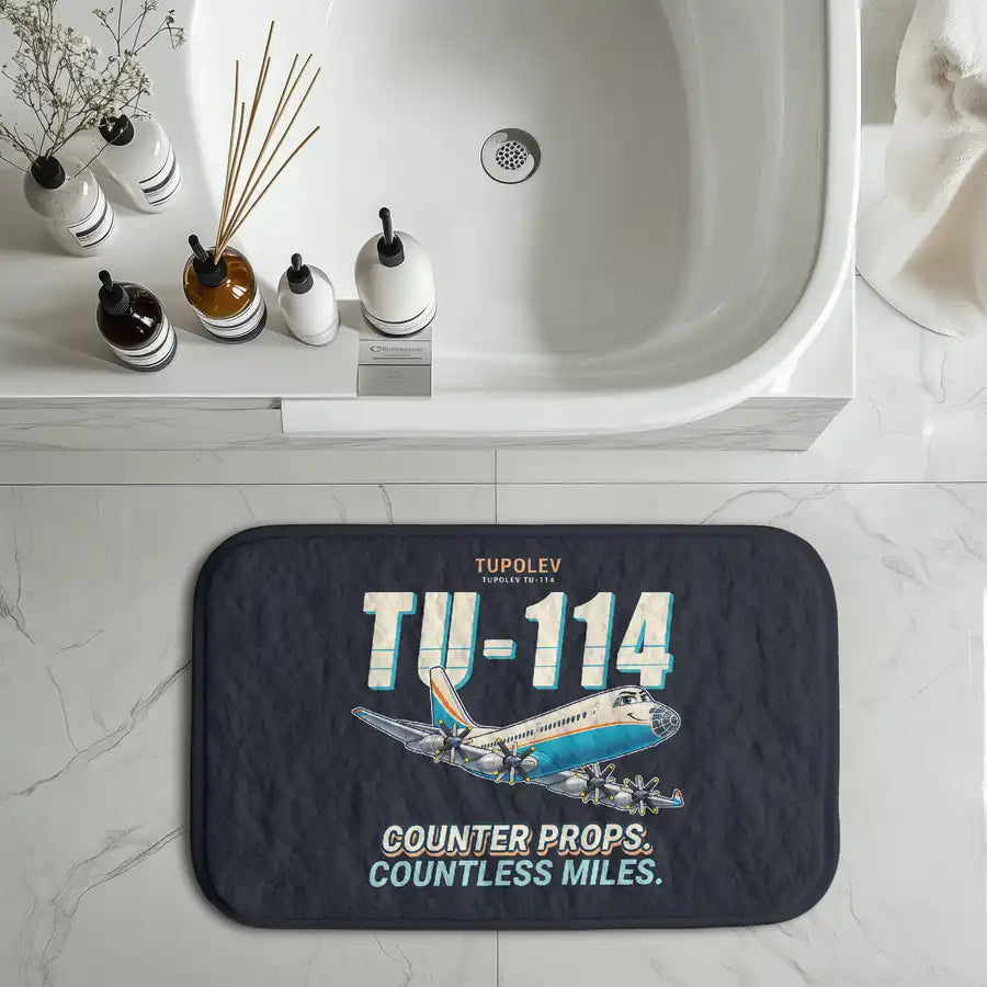 Tupolev Tu-114 - Cartoon - Bath Mat