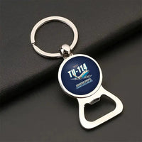 Thumbnail for Tupolev Tu-114 - Cartoon - Bottle Opener Key Chain - Navy Blue