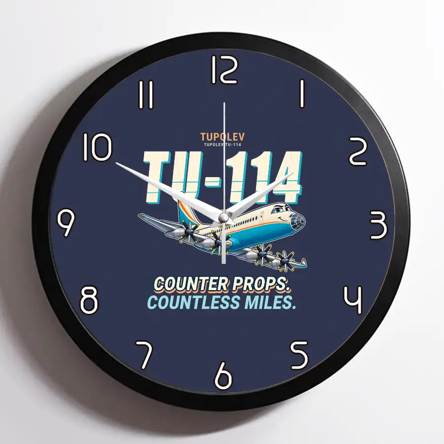 Tupolev Tu-114 - Cartoon - Framed - Navy Blue