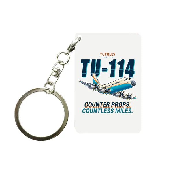 Tupolev Tu-114 - Cartoon - Key Chain - White