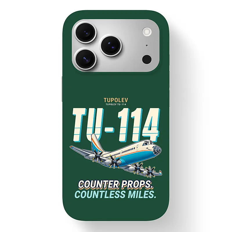 Tupolev Tu-114 - Cartoon - MagSafe iPhone 17 Pro - Dark Green