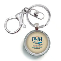 Thumbnail for Tupolev Tu-114 - Cartoon + Name - Circle Key Chain - Beige