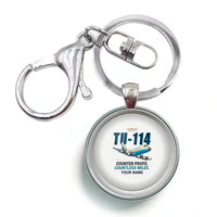 Thumbnail for Tupolev Tu-114 - Cartoon + Name - Circle Key Chain - White