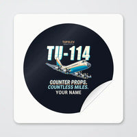 Thumbnail for Tupolev Tu-114 - Cartoon + Name - Circle Sticker - Peel