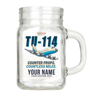Thumbnail for Tupolev Tu-114 - Cartoon + Name - Cocktail Glass (Mason Jar)