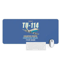 Thumbnail for Tupolev Tu-114 - Cartoon + Name - Desk Mat - Blue