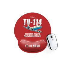 Thumbnail for Tupolev Tu-114 - Cartoon + Name - Ergonomic Mouse Pad - Red