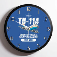 Thumbnail for Tupolev Tu-114 - Cartoon + Name - Framed - Blue
