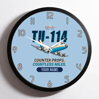 Thumbnail for Tupolev Tu-114 - Cartoon + Name - Framed - Light Blue