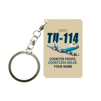 Thumbnail for Tupolev Tu-114 - Cartoon + Name - Key Chain - Beige