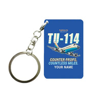 Thumbnail for Tupolev Tu-114 - Cartoon + Name - Key Chain - Blue